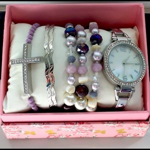 Stainless steel watch with bracelet set